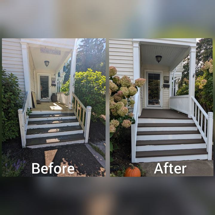 Front porch steps and railing